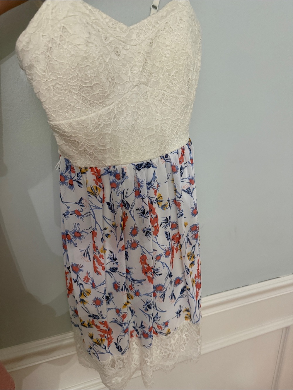 Lily Rose White Lace Bodice Floral Print Summer Dress